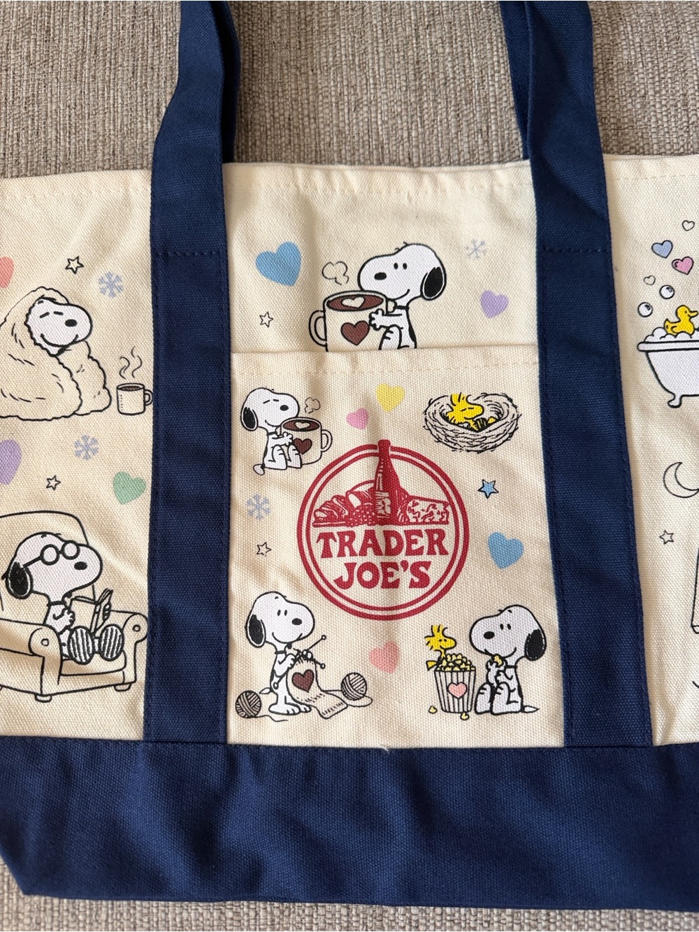 Snoopy Canvas Tote Bag - Navy & Cream - Picture 3 of 7